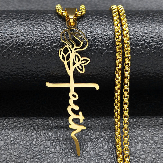 Cross Rose Necklace 18K Gold - Beuti-Ful