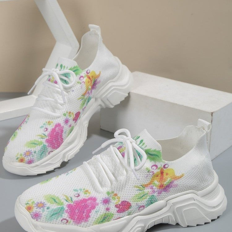 Casual Flower Sports Shoes Women Flat Bottom - Beuti-Ful