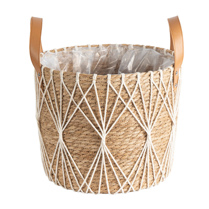 Flower Stand Rattan Living Room Home Flower Basket Flower Pot Straw Woven Floor-standing Decorations - Beuti-Ful