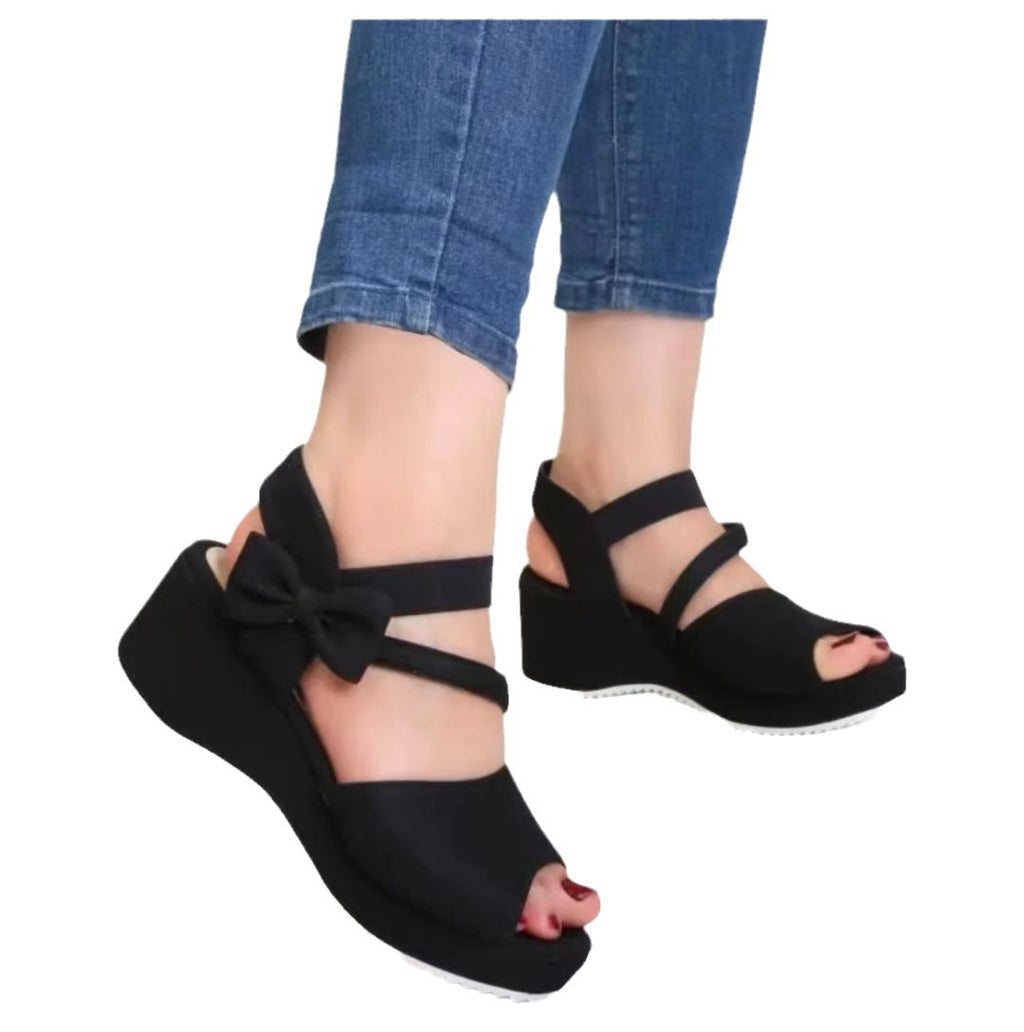 Plus Size Suede Wedge Peep Toe Sandals For Women - Beuti-Ful