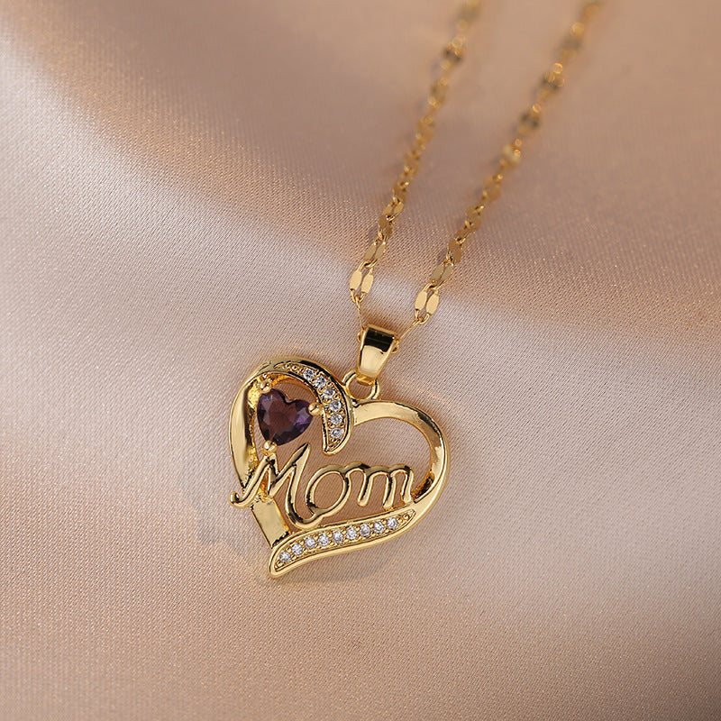 Necklace Female With Hearts Mom Pendant Letters - Beuti-Ful