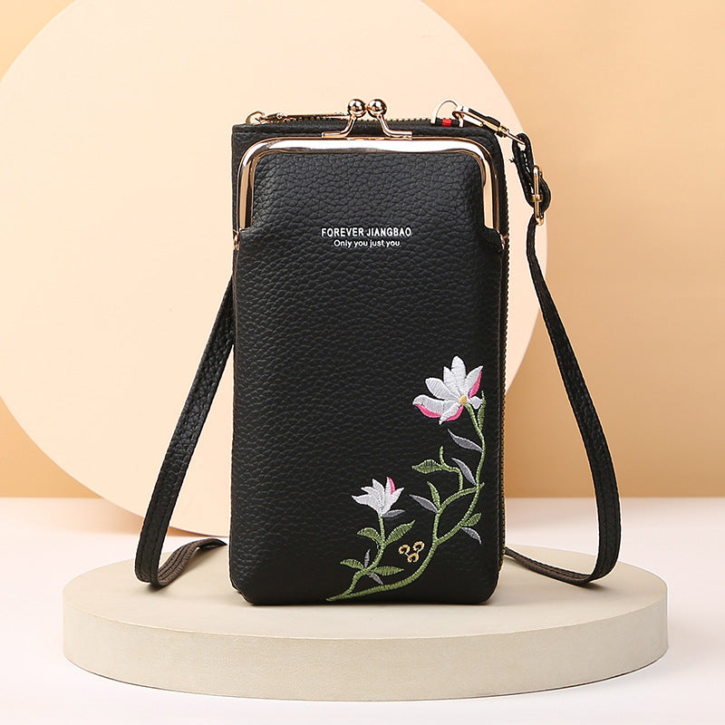 Fashion Litchi Embroidery Crossbody Shoulder Bag purse