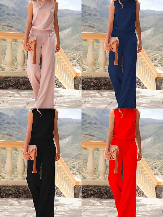 Solid Color Sleeveless Loose Jumpsuit Women - Beuti-Ful