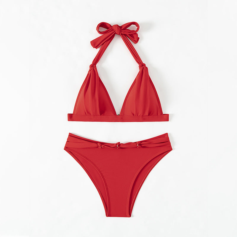 Women's Lace-up Halterneck Split Beach Bikini - Beuti-Ful