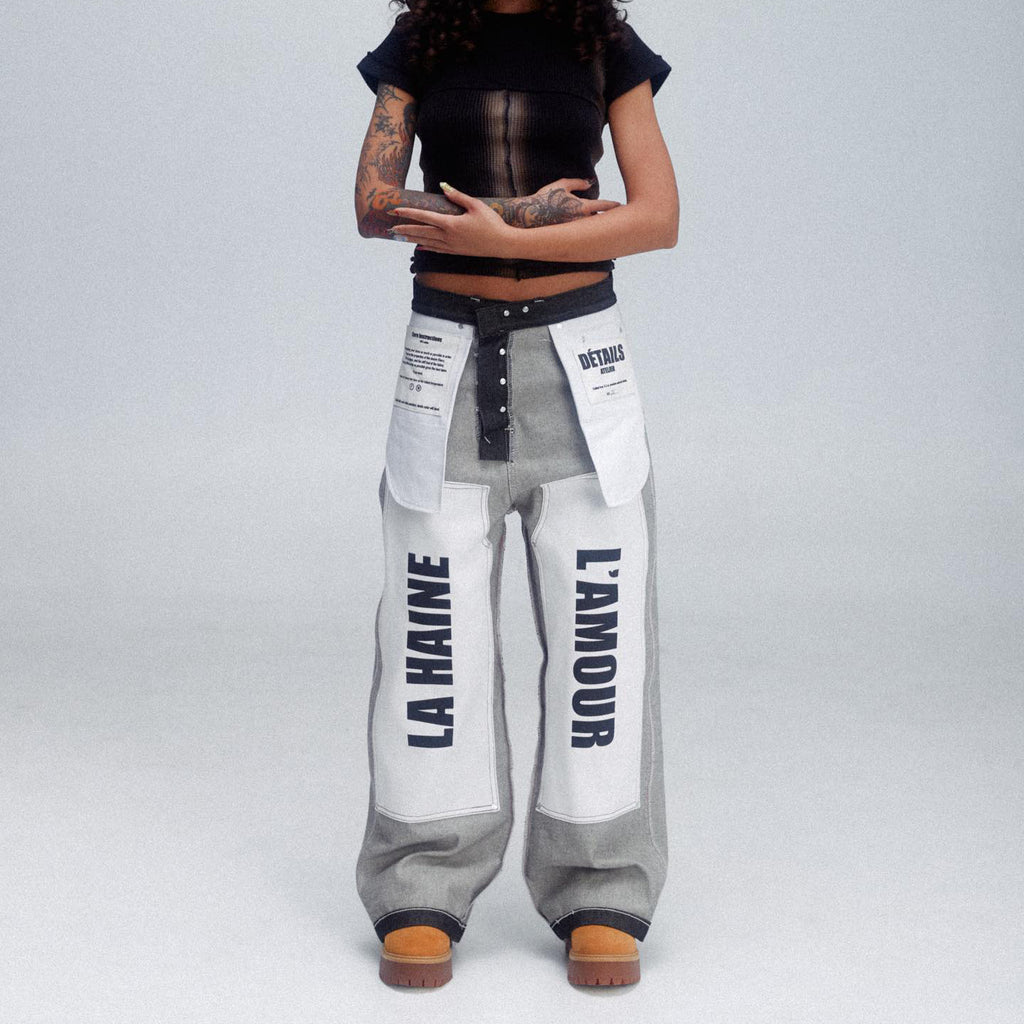 Letter Patch Splicing All-matching Long Pants - Beuti-Ful