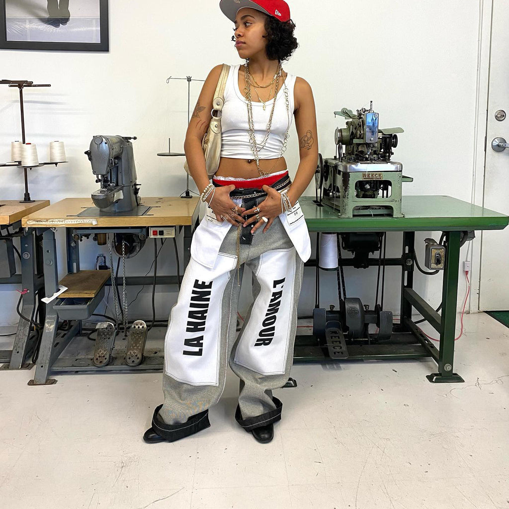 Letter Patch Splicing All-matching Long Pants - Beuti-Ful