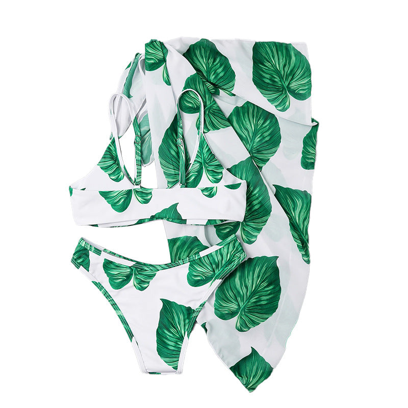 Bikini Printed Three-piece Set Swimsuit For Women - Beuti-Ful