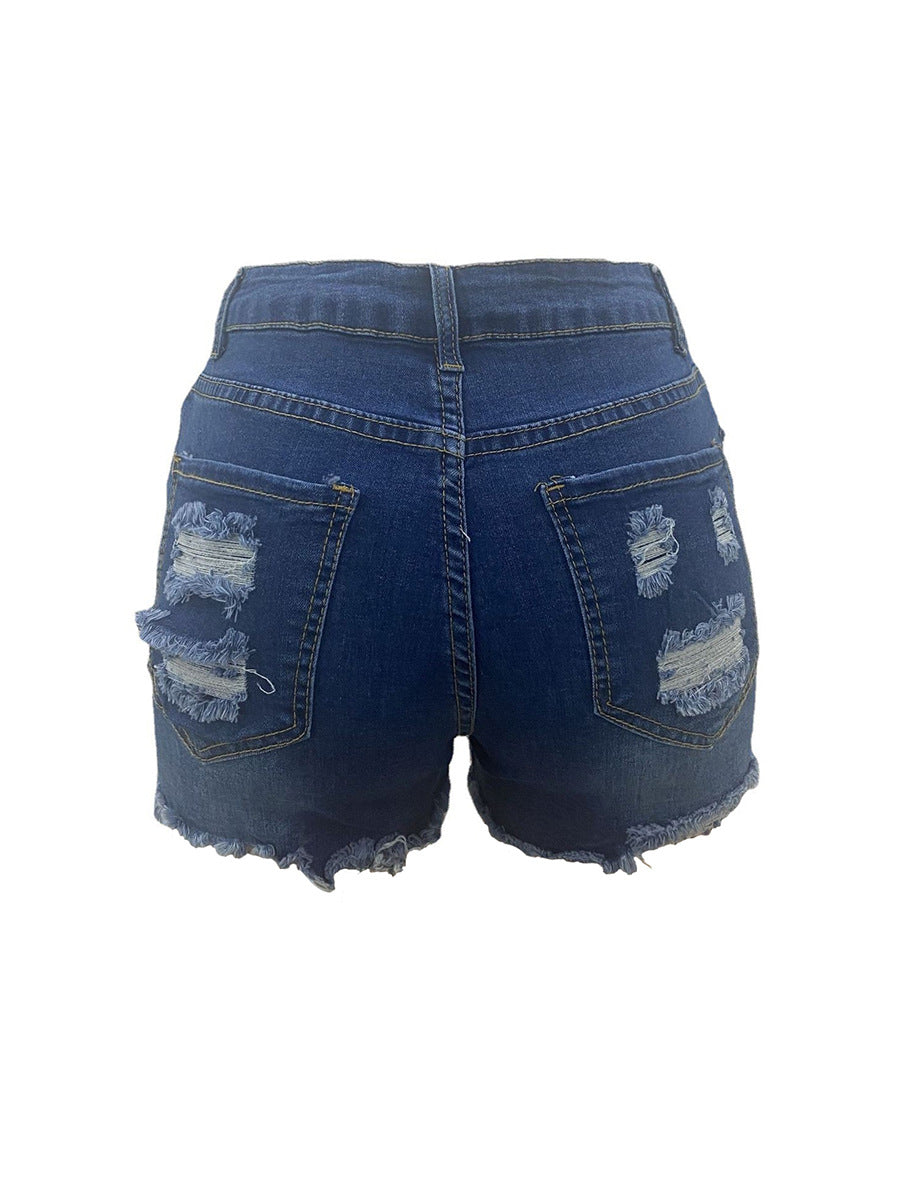 High Elastic Ripped Jeans Denim Shorts For Women - Beuti-Ful