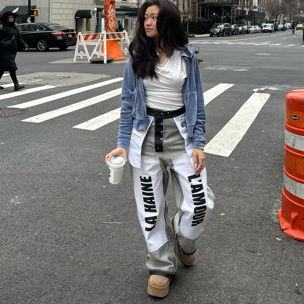 Letter Patch Splicing All-matching Long Pants - Beuti-Ful