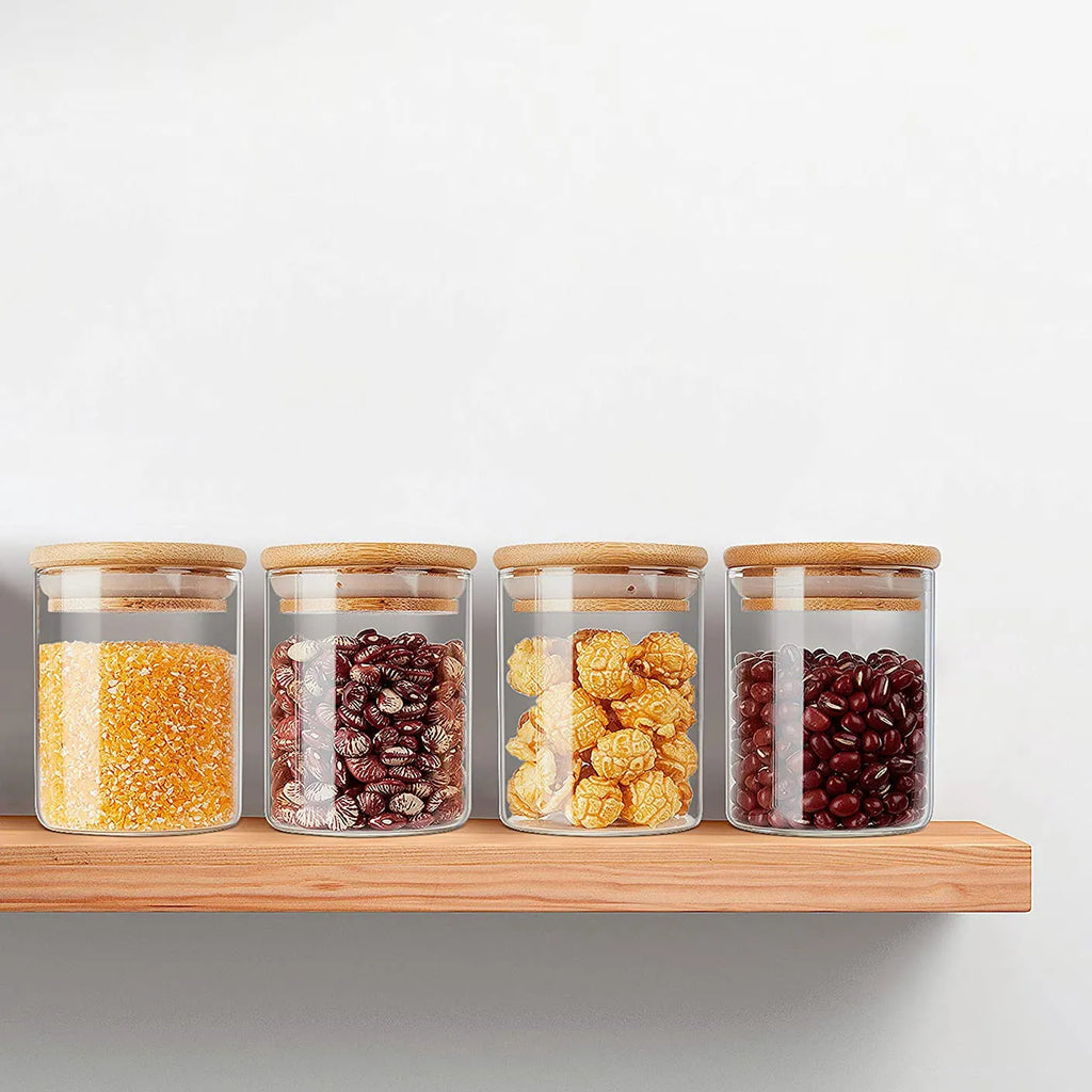 12 Pack Glass Jars Set, Storage  containers with Bamboo Lids - Beuti-Ful