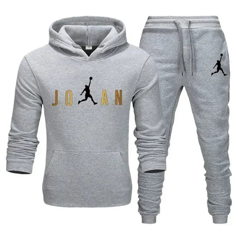 Men's Casual Zipper Tracksuits Jogging Hooded Sets Sports  Pants Suit