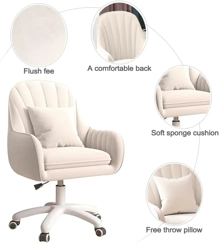 Computer Chair with Mid-Back Upholstered Modern Tufted Computer Task Chair Swivel - Beuti-Ful