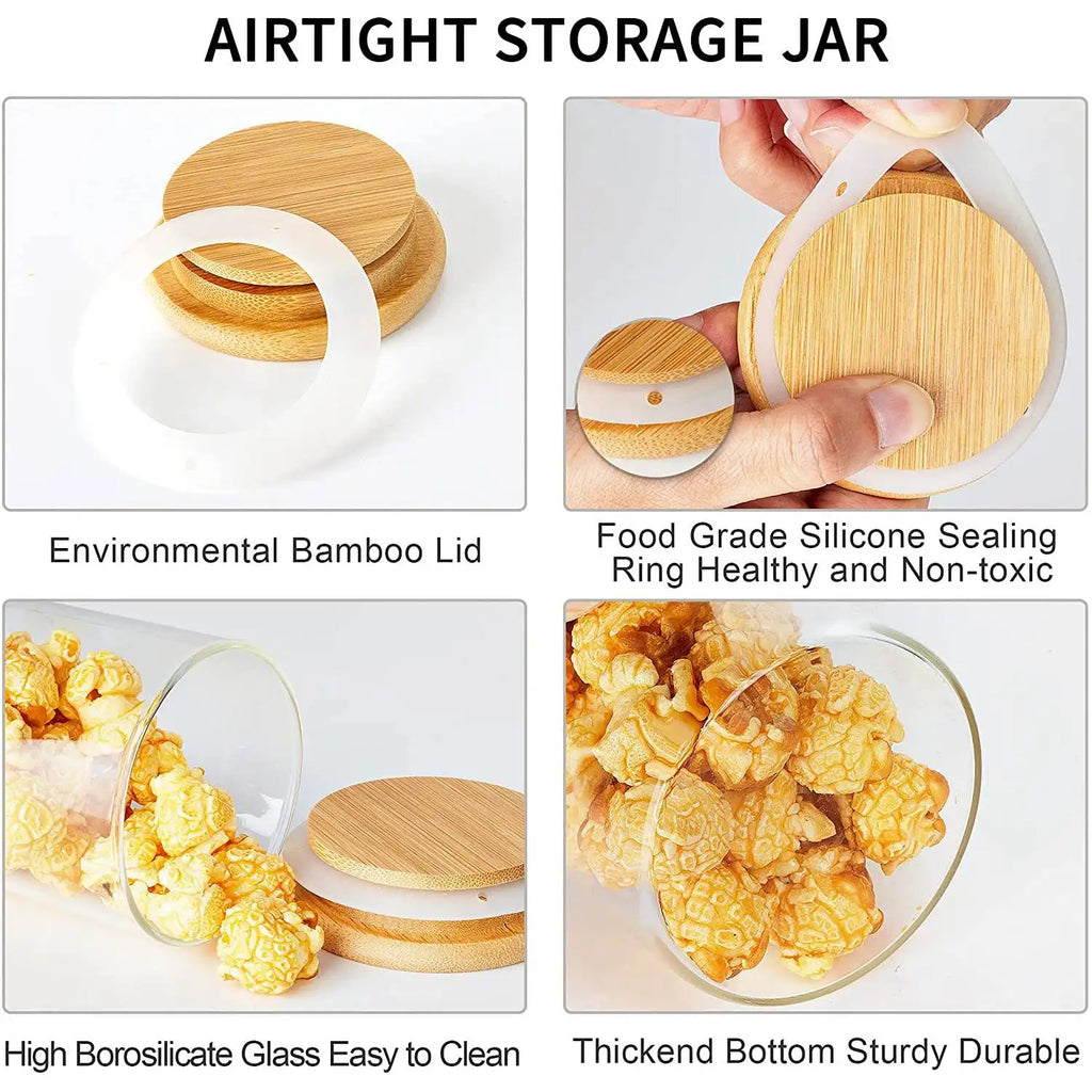 12 Pack Glass Jars Set, Storage  containers with Bamboo Lids - Beuti-Ful