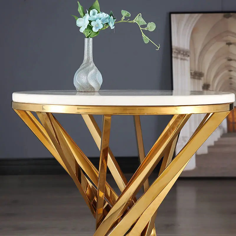 Coffee Table  art stone   with gold metal  leg