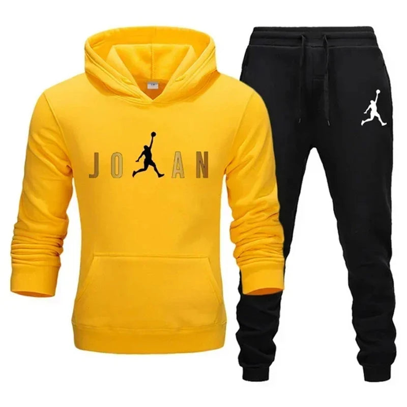 Men's Casual Zipper Tracksuits Jogging Hooded Sets Sports  Pants Suit