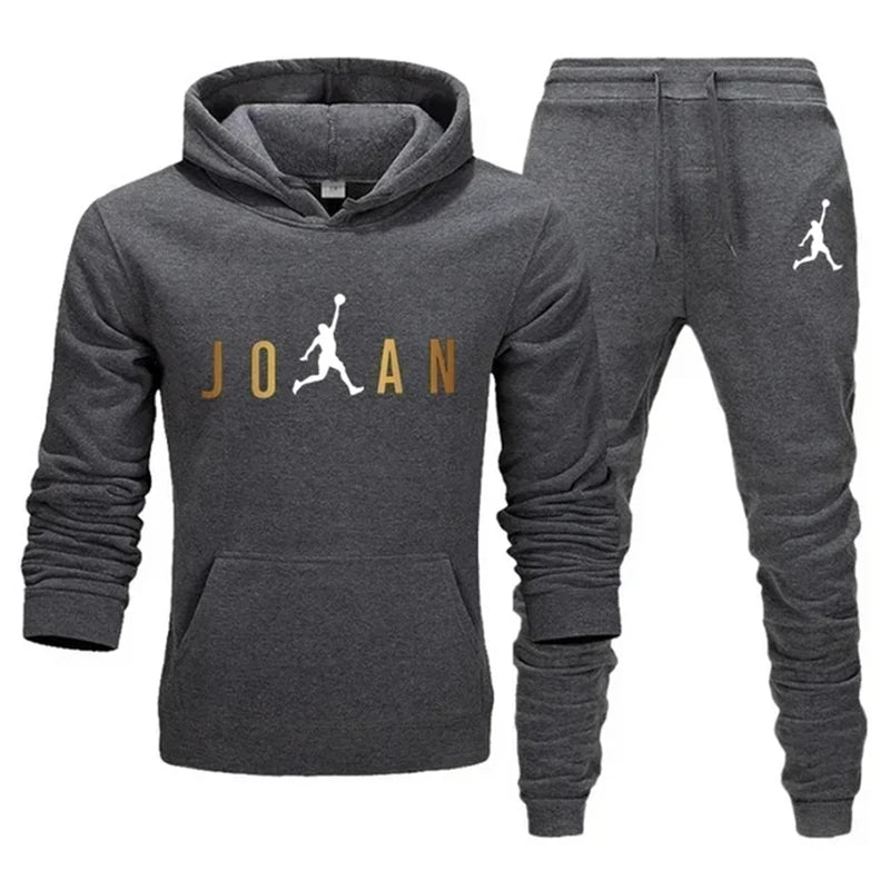 Men's Casual Zipper Tracksuits Jogging Hooded Sets Sports  Pants Suit