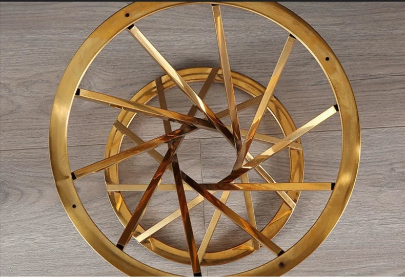 Coffee Table  art stone   with gold metal  leg - Beuti-Ful