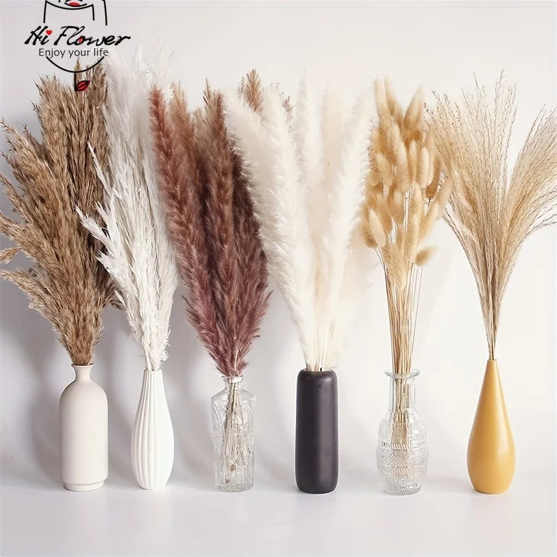 120pcs Dried Flowers Pampas Bunny Rabbit Tails Grass Bouquet Home Vase Decoration Artifical Flower Natural Pampa Wedding Decor - Beuti-Ful