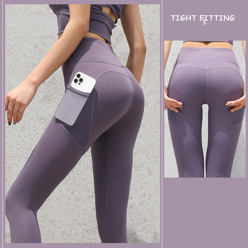 Gym Sport Seamless Leggings With Pockets Push Up High Waist Pants - Beuti-Ful