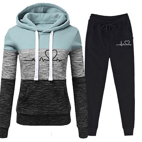 Lässiger Trainingsanzug für Damen, zweiteiliger Anzug, Kapuzenpullover