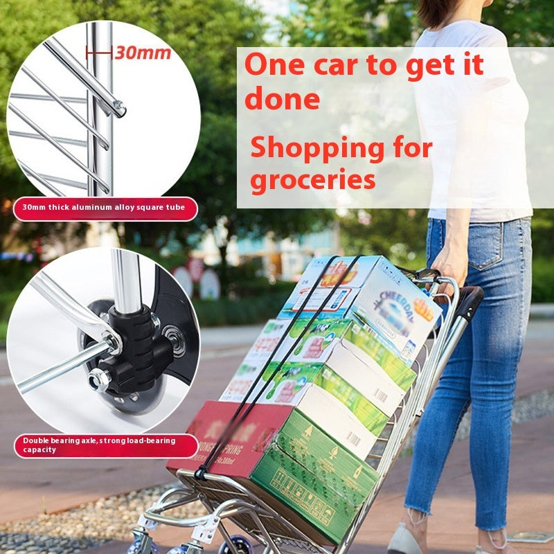 Small Pull Cart Household Aluminum Alloy Shopping Cart