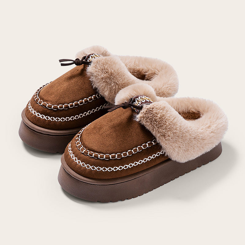 Ladies' Fleece-lined Plush Short Boots