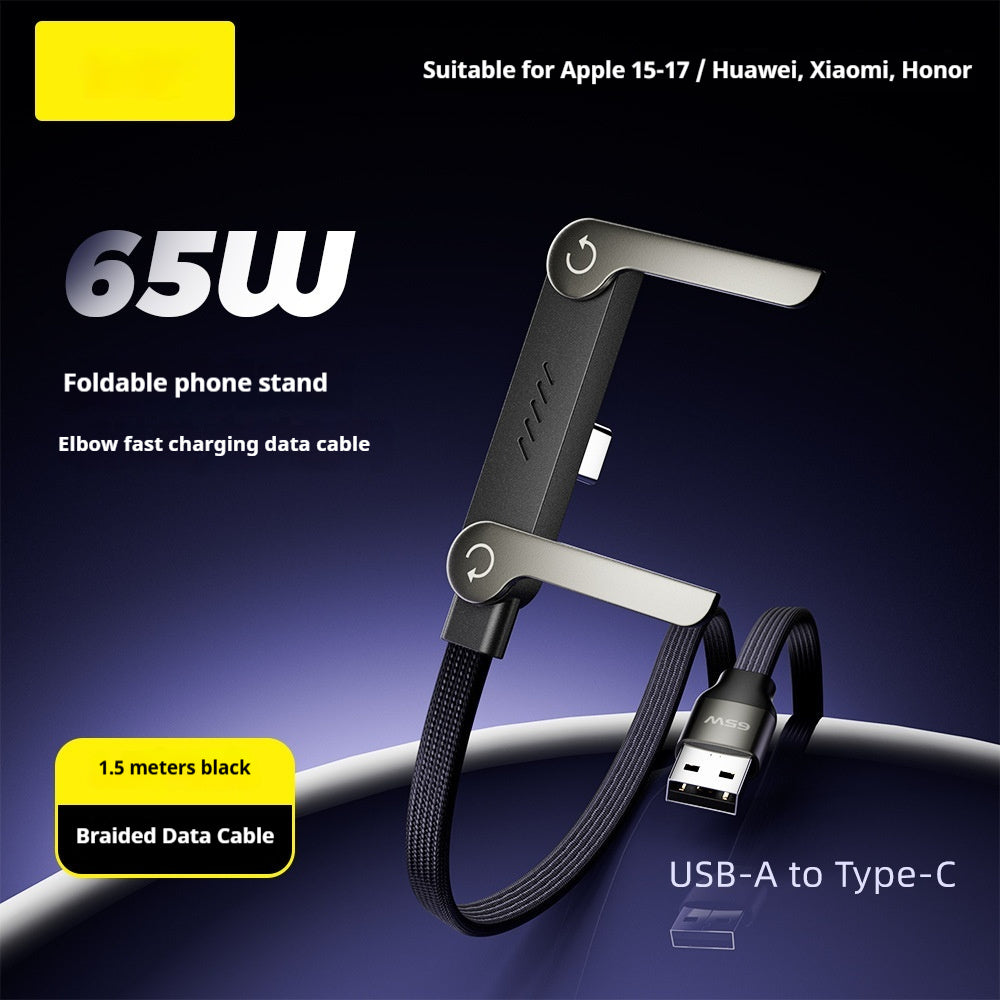 Fast Charging Foldable Bracket 2-in-1 Data Wire Foldable Phone Tablet Stand Type-C To Type-C USB-A To Type-C - Beuti-Ful