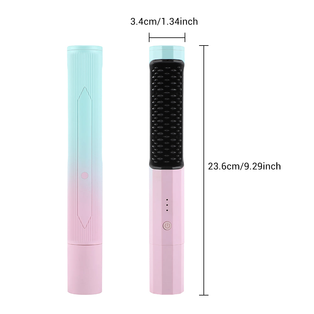 Straightening Comb Rechargeable Hair Wireless Straightener Curler Curling Straighten Dual-purpose Travel Portable USB Charging - Beuti-Ful