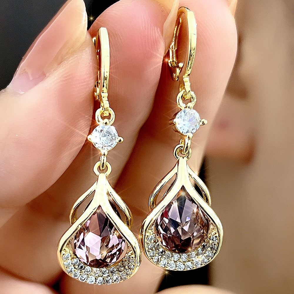 Inlaid Zircon Exquisite Elegant Luxury Light Luxury High-end Earrings - Beuti-Ful