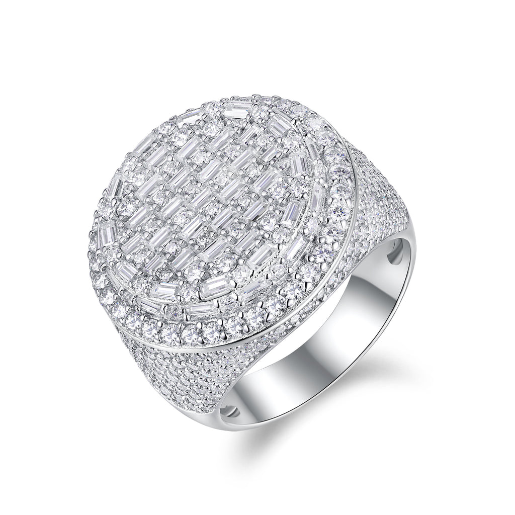Men's Ring, Diamond Ring With Top-quality Moissanite S925 Silver  Platinum-plated. The Ring Can Be Inspected With A Diamond Pen