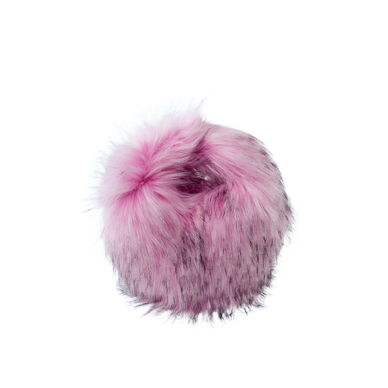 Artificial Raccoon Fur Ball Bag Plush Unique Punk Style Y2g - Beuti-Ful