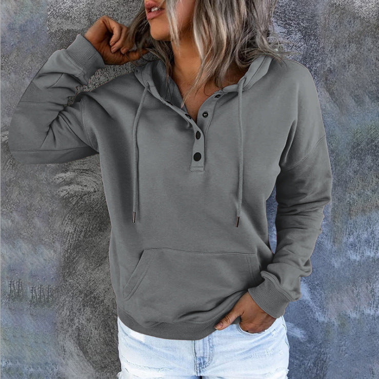 Women's Long-sleeved Hooded Front Eyelet Sweater - Beuti-Ful