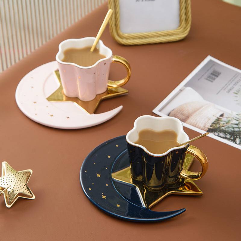 Ceramic Cup With Star And Moon Saucer - Beuti-Ful