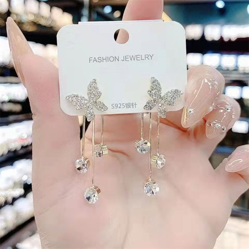 Fashion Jewelry Diamond-encrusted Butterfly Stud Earrings - Beuti-Ful