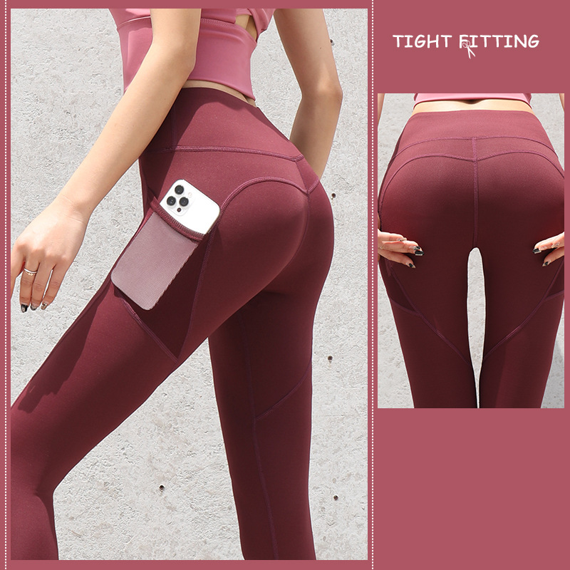 Gym Sport Seamless Leggings With Pockets Push Up High Waist Pants - Beuti-Ful