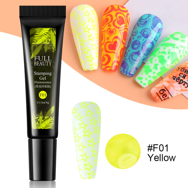 Nail Art Fluorescent Printing Glue, Nail Template Transfer Glue Hose Set - Beuti-Ful