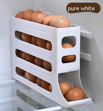 Refrigerator 4-Layer Automatic Egg Roller Sliding Egg Tray Refrigerator Side Door Large Capacity Holder Egg Storage Box Kitchen Gadgets - Beuti-Ful