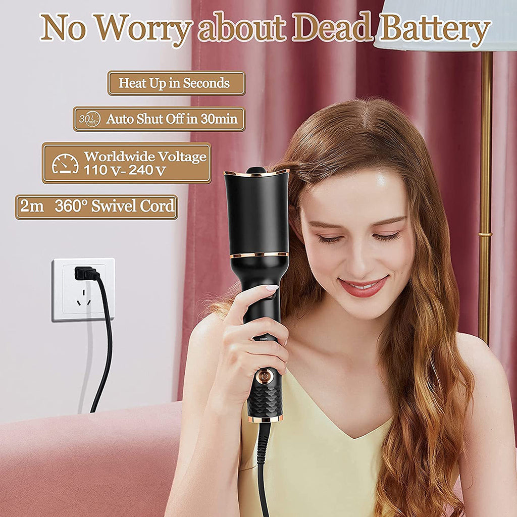 Automatic Curling Iron Air Curling Flat Iron Magic Wand Wave Styling Automatic Rotating Curling Wand Salon Styling - Beuti-Ful
