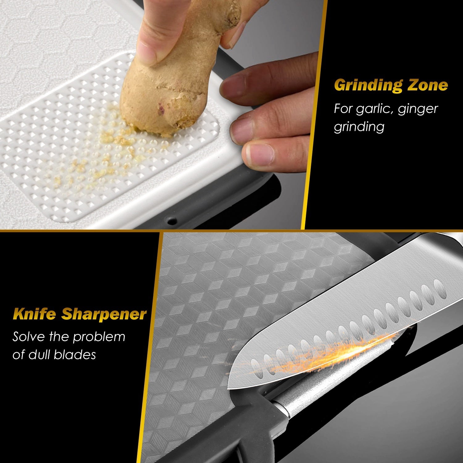 2Pcs Double Sided Cutting Board Stainless Steel Mesh Design With Grinding Zone Knife Sharpener Handle Dishwasher Safe