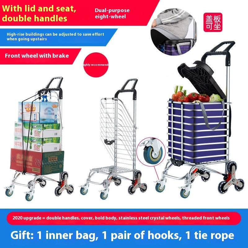 Small Pull Cart Household Aluminum Alloy Shopping Cart