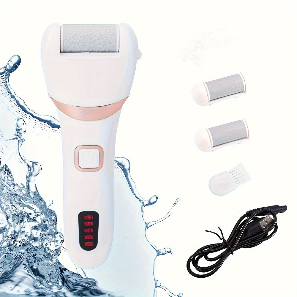 Electric Foot Grinder And Callus Remover,  Rechargeable Foot Washing And Pedicure Kit, With 3 Roller heads - Beuti-Ful