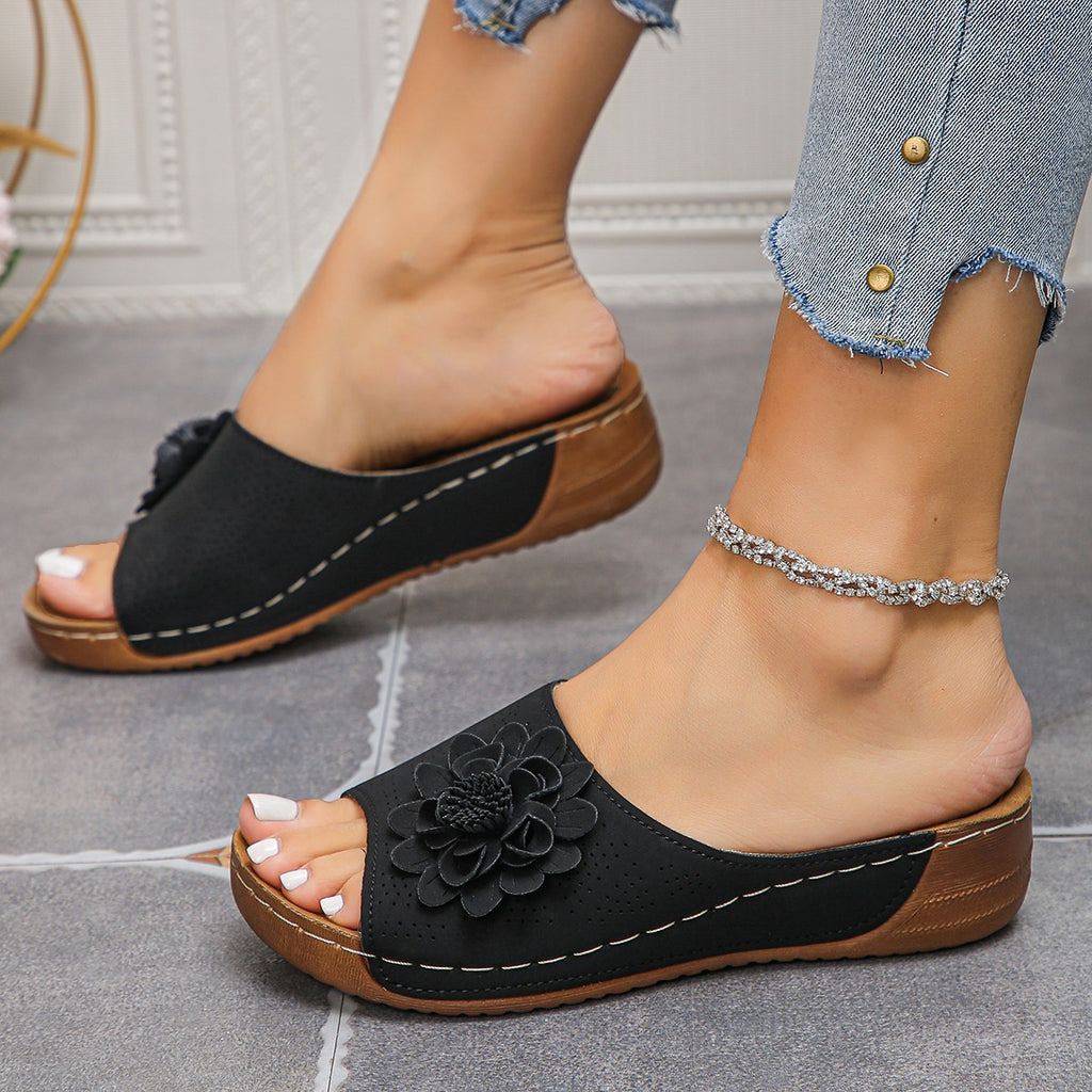 Flower Wedges Sandals Summer Fashion Retro Hollow Sandals
