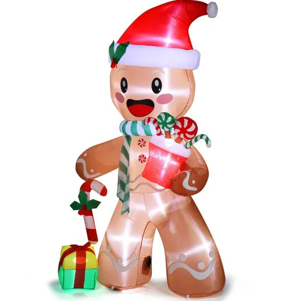 7.9 FT Lighted Christmas Inflatable Decoration, Inflatable Gingerbread Man Outdoor Decoration - Beuti-Ful