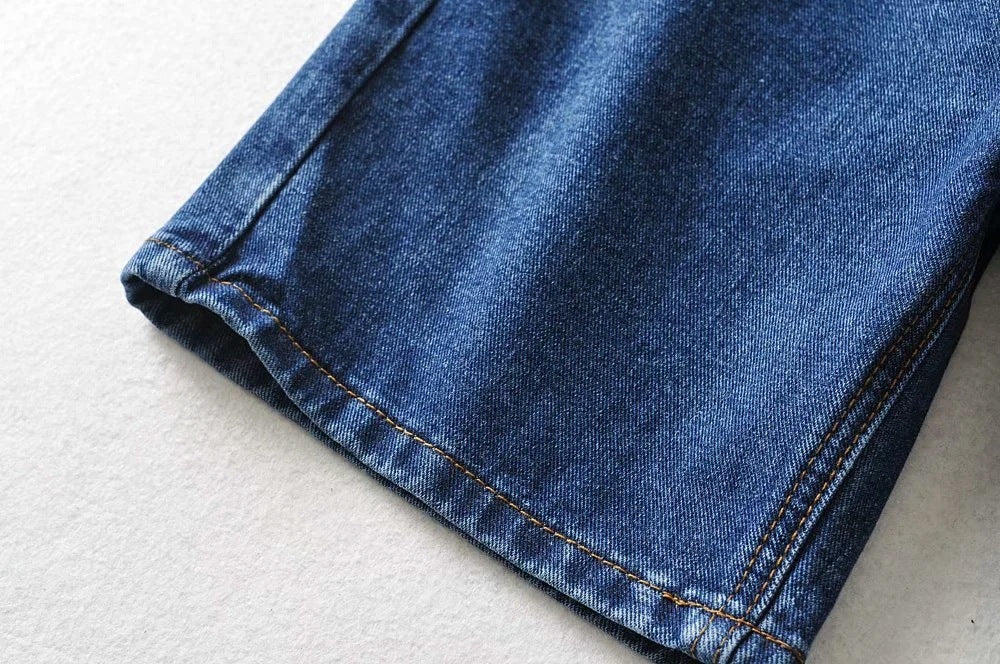 High Waist Making Legs Look Long Workwear With Pocket Denim Shorts - Beuti-Ful