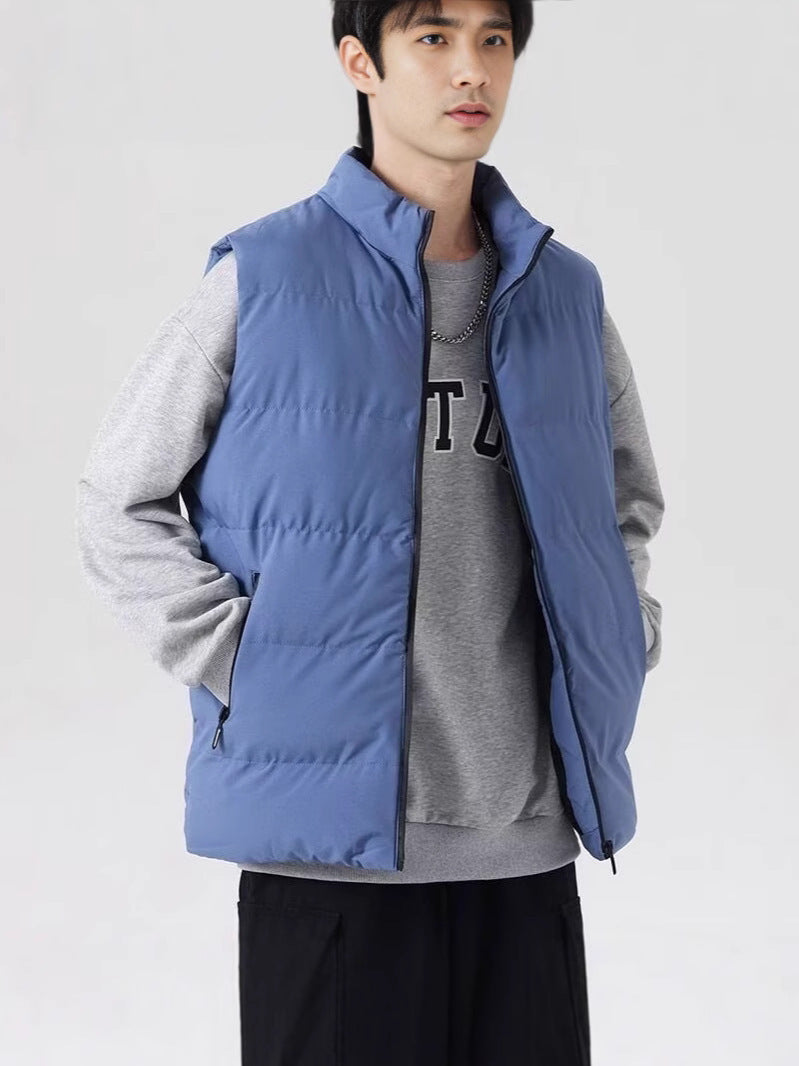 Stand Collar Slim-fit Zipper Cardigan Casual Winter Thickened Vest Jacket Cotton