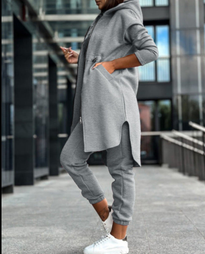 Casual Fleece Hooded Sweater Suit