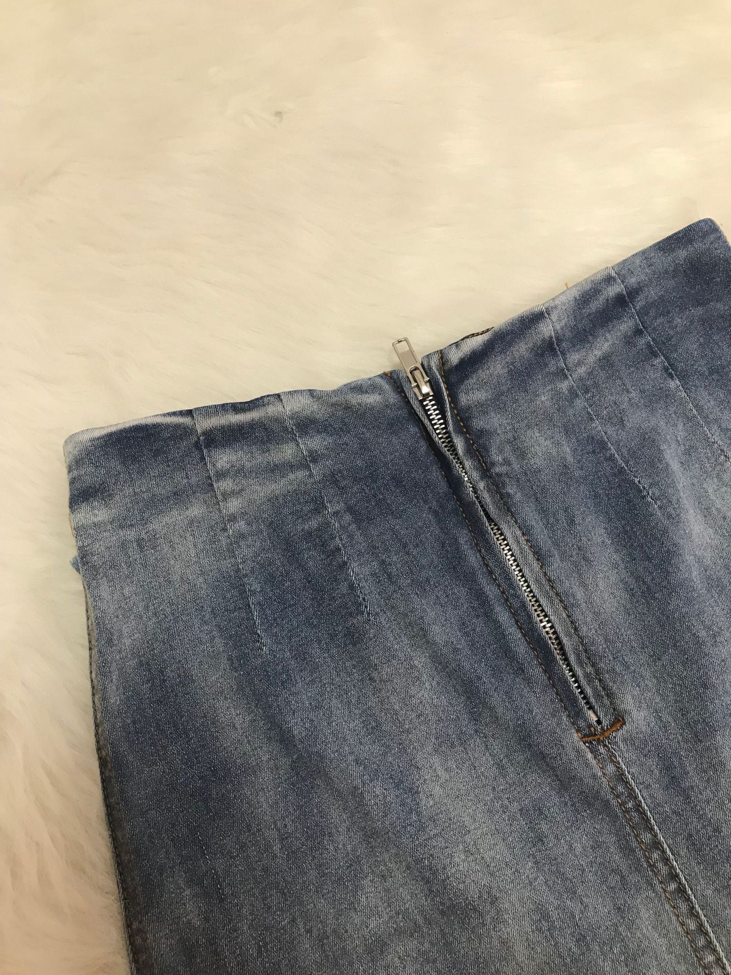 Damenbekleidung Mode Schlitz Quaste Jeansrock