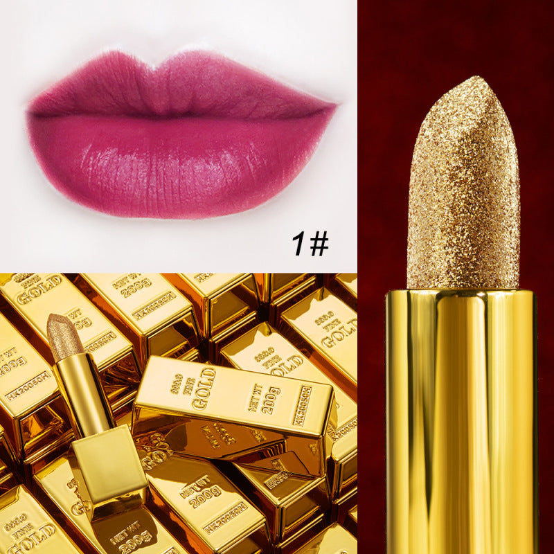 Velvet Matte Non-stick Cup Is Not Easy To Fade Fashionable Shiny Gold Powder Lipstick - Beuti-Ful