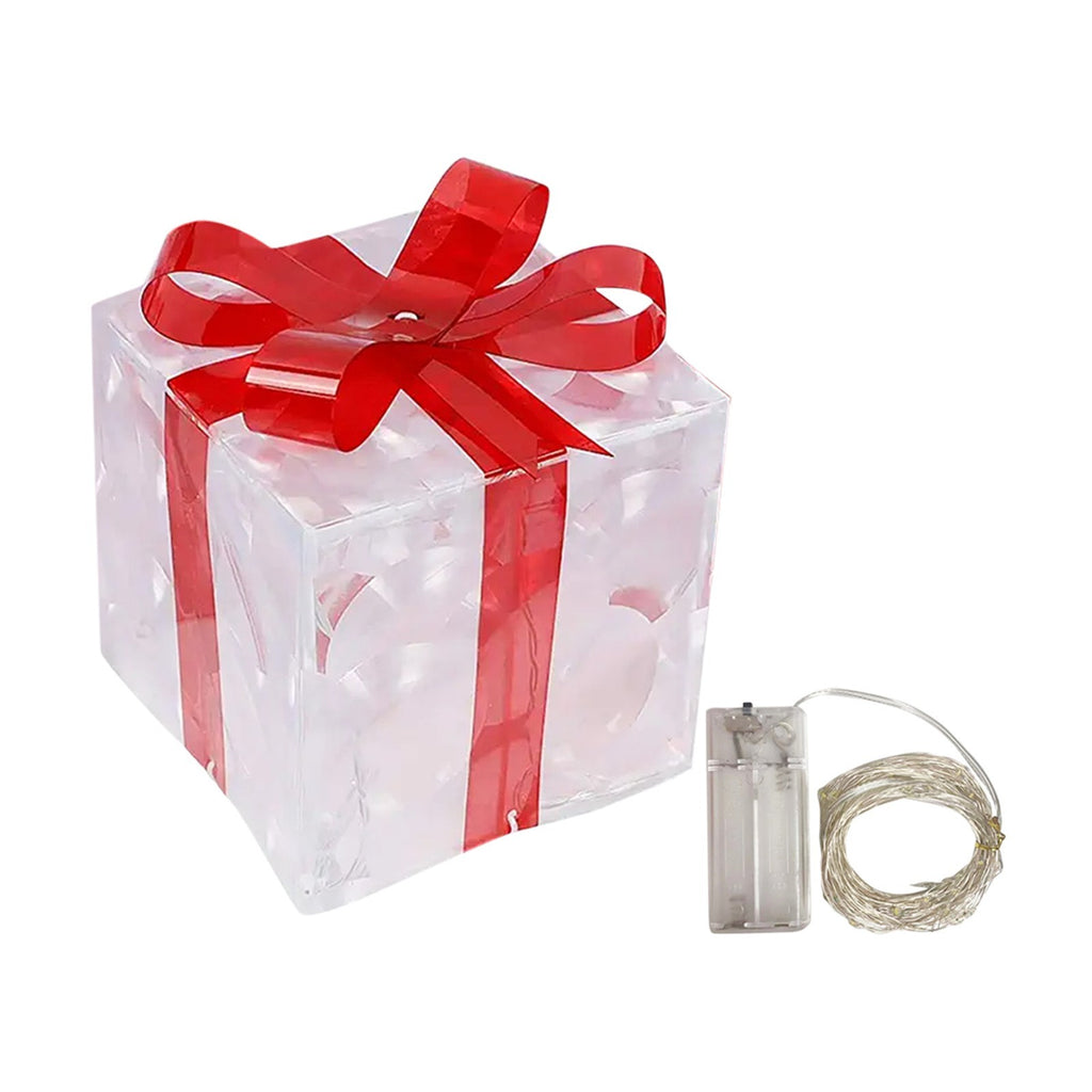 Christmas Glowing Decoration Gift Box Ornament With Bow Outdoor Lighting - Beuti-Ful