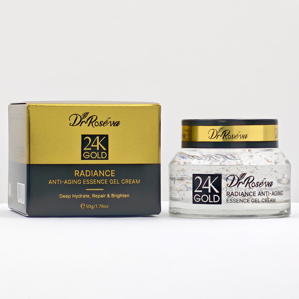 DR.ROSEVA 5Pcs 24K Gold Radiance Luxury Set Brightening & Firming Skincare Gift Box With Hyaluronic Acid Niacinamide Serum